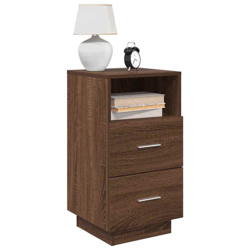 Vidaxl Tables De Chevet 2 Pcs Avec 2 Tiroirs Chêne Marron 36x36x68 Cm