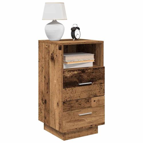 Vidaxl Tables De Chevet 2 Pcs Avec 2 Tiroirs Vieux Bois 36x36x68 Cm