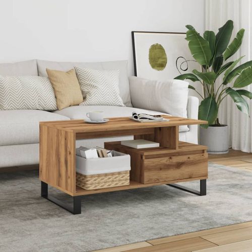 Vidaxl Table Basse Chêne Artisanal 90x49x45 Cm Bois D'ingénierie
