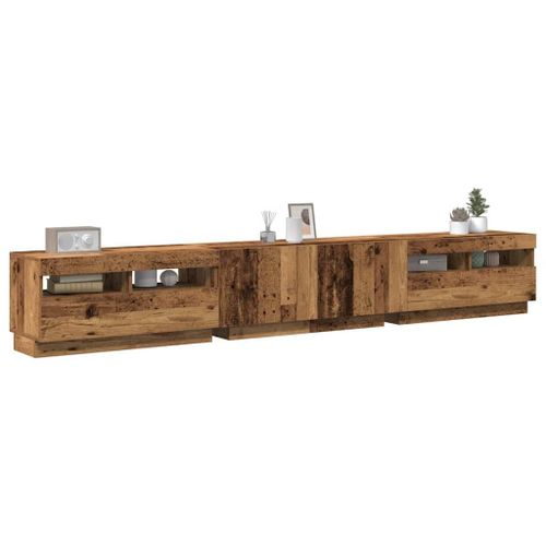 Vidaxl Meuble Tv Avec Lumières Led Vieux Bois Bois D'ingénierie