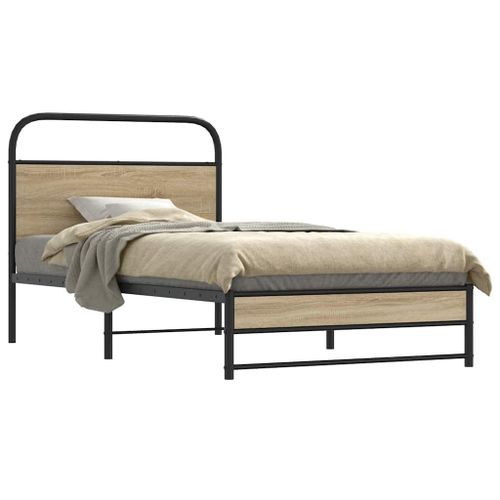 Vidaxl Cadre De Lit Sans Matelas 100x200 Cm Chêne Fumé Bois Ingénierie