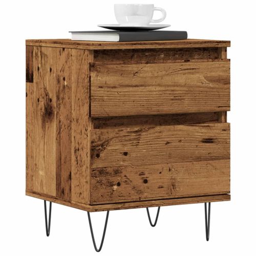Vidaxl Tables De Chevet 2 Pcs Vieux Bois 40x35x50 Cm Bois D’Ingénierie