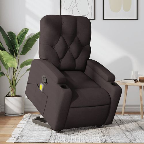 Vidaxl Fauteuil Inclinable De Massage Marron Foncé Tissu