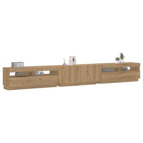 Vidaxl Meuble Tv Avec Lumières Led Chêne Artisanal Bois D'ingénierie