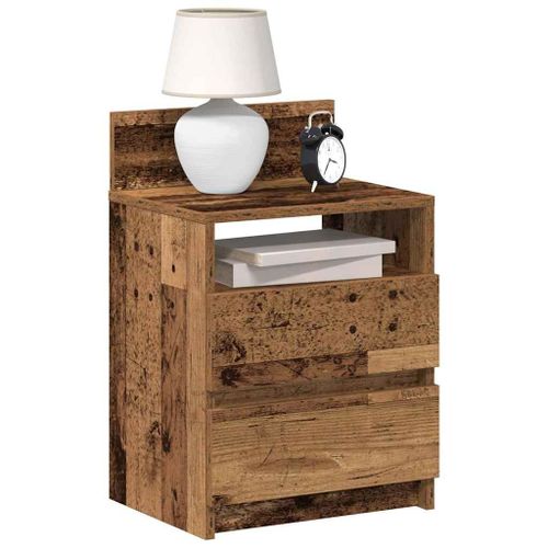 Vidaxl Table De Chevet Avec 2 Tiroirs Vieux Bois 40x33x60 Cm