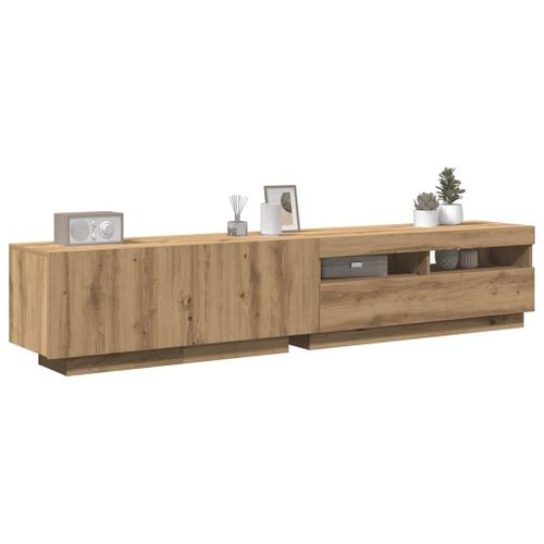Vidaxl Meuble Tv Avec Lumières Led Chêne Artisanal Bois D'ingénierie