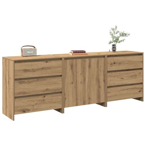 Vidaxl Buffet 3 Pcs Chêne Artisanal Bois D'ingénierie