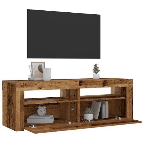 Vidaxl Tables De Chevet 2 Pcs Avec Led Vieux Bois 60x35x40 Cm