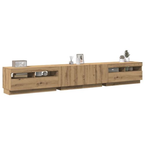 Vidaxl Meuble Tv Avec Lumières Led Chêne Artisanal Bois D'ingénierie