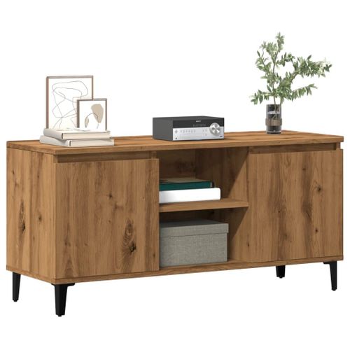 Vidaxl Meuble Tv Chêne Artisanal 102x35x50 Cm Bois D'ingénierie