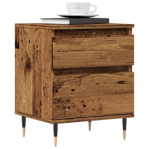 Vidaxl Tables De Chevet 2 Pcs Vieux Bois 40x35x50 Cm Bois D’Ingénierie