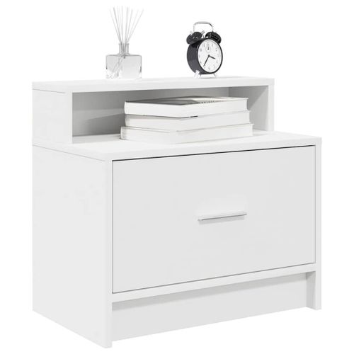 Vidaxl Table De Chevet Avec Tiroir Blanc 51x31x47 Cm