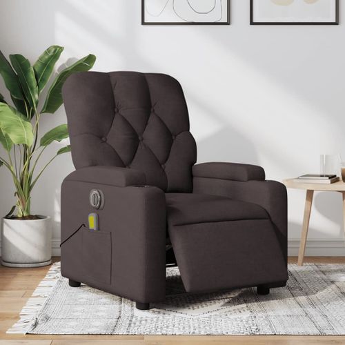 Vidaxl Fauteuil De Massage Inclinable Électrique Marron Foncé Tissu