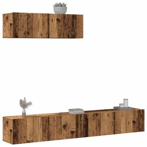 Vidaxl Ensemble De Meuble Tv Mural 3 Pcs Vieux Bois Bois D'ingénierie