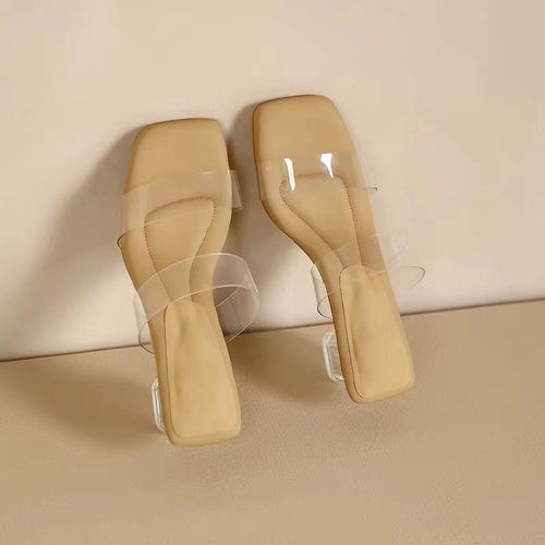 Chaussures Sandales Plateforme Souple Pour Femmessandales Talons Hauts En Pvc Transparentpantoufles Talons Carrés Clairsmode D'été