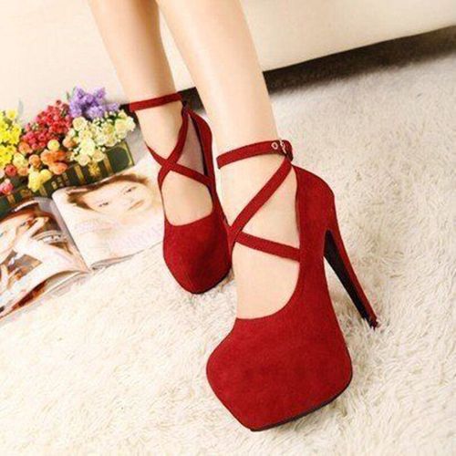 Chaussures Chaussure A Talon Femme Pompes Croisées Bride La Cheville Chaussures De Fête De Mariage Plateforme Robe Femmes Chaussures Talons Hauts Daim Dames Chaussures Grande Taille Talons Aiguilles Sexy