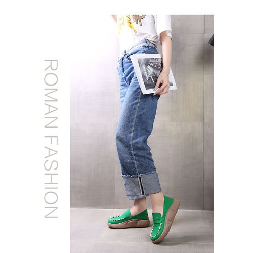 Chaussures Chaussures Plates En Cuir Tête Ronde Pour Femmeschaussures Plateforme Couture Extérieuremode Printemps Et Automne
