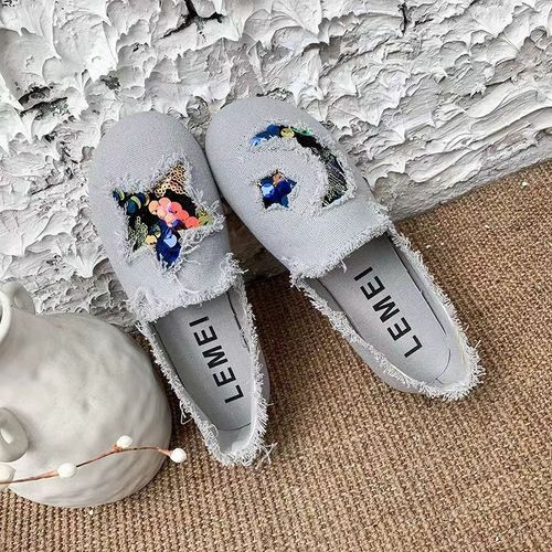 Chaussures Careaymakeloveontopchaussures En Toile Pour Femmesdesignbord En Peluchemocassins Décontractés Pailletteschaussures Plates En Tissu Enfilerprintemps Automne