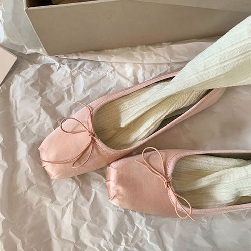Chaussures De Ballet À N?Ud Papillon Pour Femmes,Mocassins Plats À Enfiler Peu Profonds,Chaussures De Ballerine D'extérieur Décontractées Pour Dames,Mode Printemps 2024 - 36