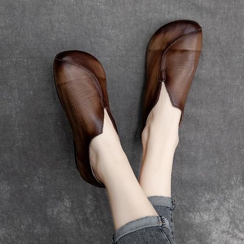 Chaussures Mocassins D'été En Cuir Pour Femmeschaussures Plates Décontractées Enfilerchaussures De Ballerine Confortables Pour Femmeshaute Qualité