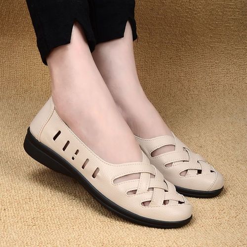 Mocassins En Cuir Pour Femmes,Chaussures Plates,Décontractées,À Fond Souple,Respirantes,41,Été 2023