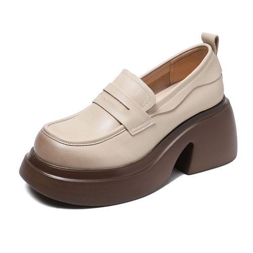Chaussures Belimomocassins Plateforme En Cuir De Vachette Véritable Pour Femmesmocassins Semelle Optique Rondechaussures Faites La Main Pour Damesrespirantesà Enfilerdocument Solide