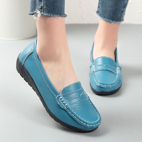 Chaussures Chaussures Plates En Cuir Véritable Pour Femmesmocassins Enfiler Peu Profondschaussures D'infirmière Pour Damesplateforme Douce Décontractée