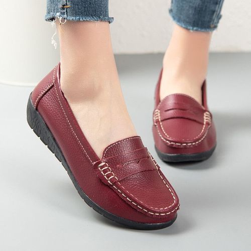 Chaussures Chaussures Plates En Cuir Véritable Pour Femmesmocassins Enfiler Peu Profondschaussures D'infirmière Pour Damesplateforme Douce Décontractée