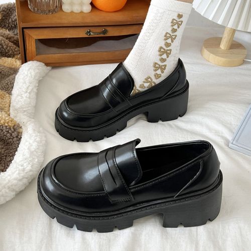 Chaussures Chaussures Plates Enfiler En Cuirlpour Femmesmocassins Semelle Solidetalons Carréspersonnes Paresseuseschaussures Parker Rondesgrande Taille