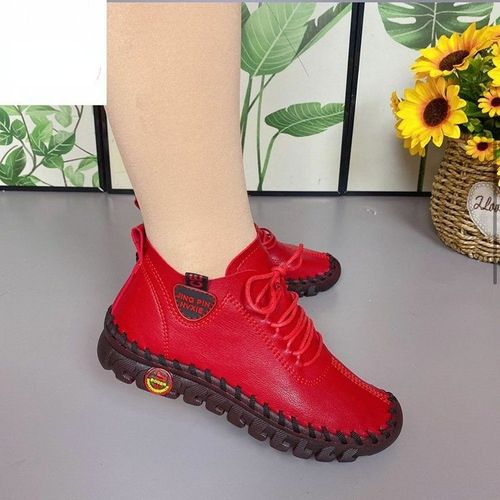 Chaussures Baskets En Cuir Plateforme Pour Femmeschaussures Plates Enfilerdécontractéesrougespour Personnesgéesprintemps