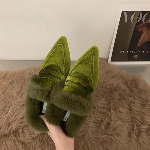 Chaussures Pantoufles De Luxe En Fourrure Pour Femmemules Platesdiapositives En Veloursnikextérieursexycoton Chaudhiverchaussures Uro