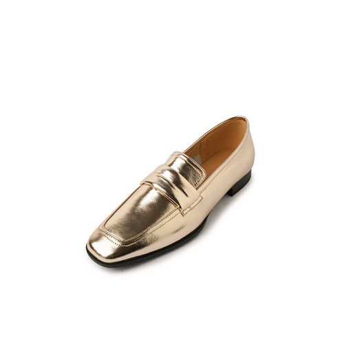 Leshion De Chanmeb-Mocassins Plats En Cuir Group Pour Femme,Parka Carrée Dorée Et Argentée,Chaussures À Enfiler,Taille 33-41,Printemps 2023,