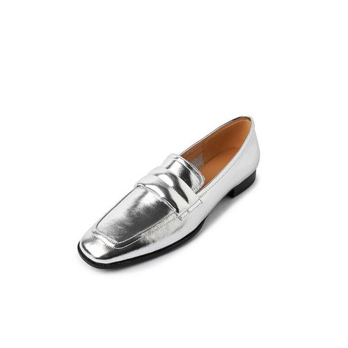 Leshion De Chanmeb-Mocassins Plats En Cuir Group Pour Femme,Parka Carrée Dorée Et Argentée,Chaussures À Enfiler,Taille 33-41,Printemps 2023,