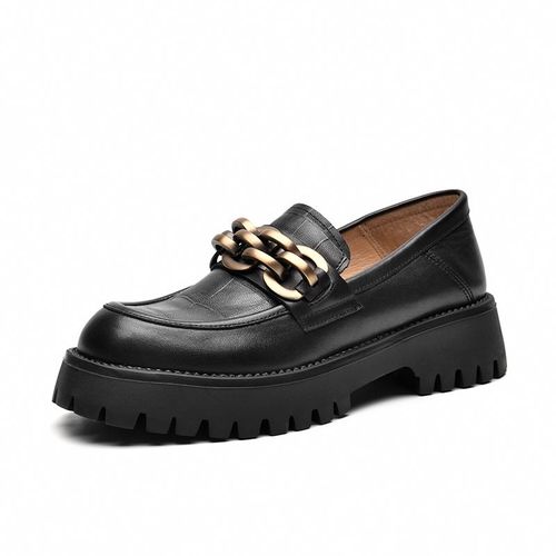 Chaussures Beautodaymocassins En Cuir De Vache Group Pour Femmechaussures Rondes En Métalà Plateforme Josliponfaites La Maini27748