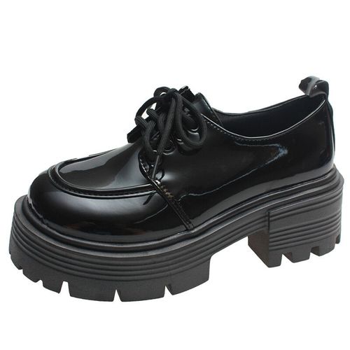 Chaussures Lucyevermocassins Plateforme En Cuir Verni Pour Femmechaussures Oxford Lacets De Style Preppyoptique Noireastronomiquey2k
