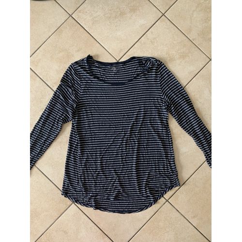 Tee Shirt - Tunique Manches Longues Rayé Marin C&a Taille 44 / 46.