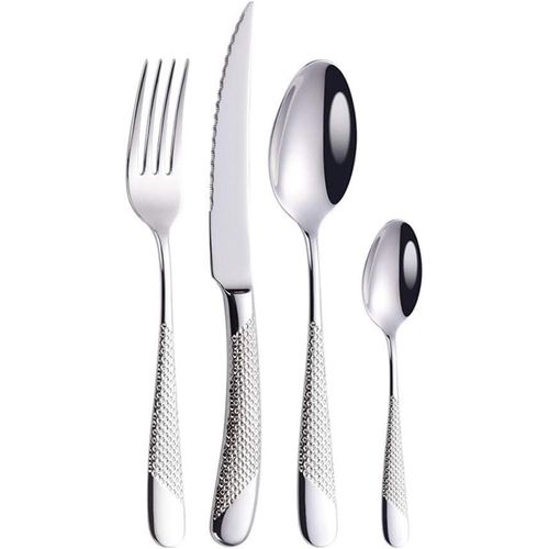 Ensemble Couverts Ménagères Acier Inoxydable Élégant Exquis Durable, Steak Couteau Fourchette Cuillere Pour La Maison, L'hôtel, Le Restaurant, Nouveau Cadeau Maison