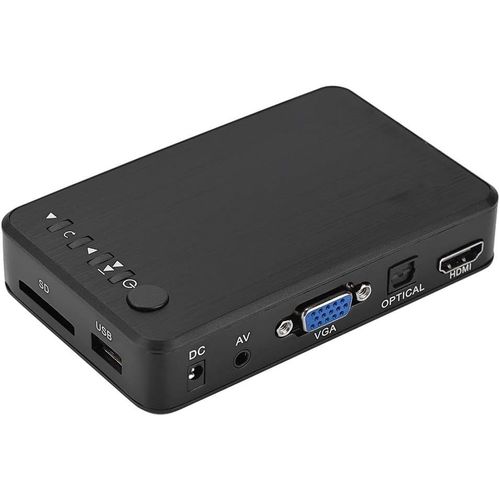 Lecteur Multimédia, 1080P HD HDMI Audio et Vidéo Lecteur Multimédia Support USB, Carte SD, Disque Dur avec Télécommande IR, 110V-240V.(EU)