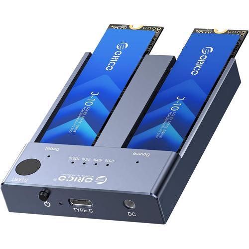 NVME Clone SSD Station d¿Accueil, Dual-Bay Boîtier SSD M.2 NVMe 10Gbps , en Aluminium M.2 Duplicateur de Clone Hors Ligne pour Disque Dur SSD PCIe NVMe M-Key Jusqu'à 4To (SSD Non Inclus) -M2P2