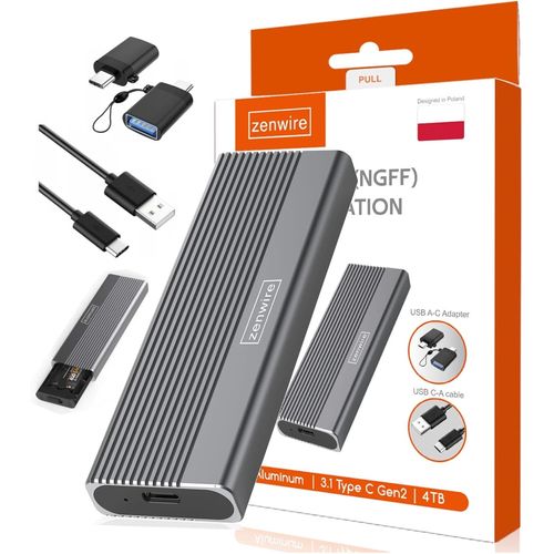 2818S Boîtier SSD 2 en 1 Adaptateur SSD Boîtier de disque dur Boîtier SSD externe avec adaptateur USB USB-C et USB 3.0 6 Go/s Prise en charge jusqu'à 4 To M.2 SSD SATA M-Key