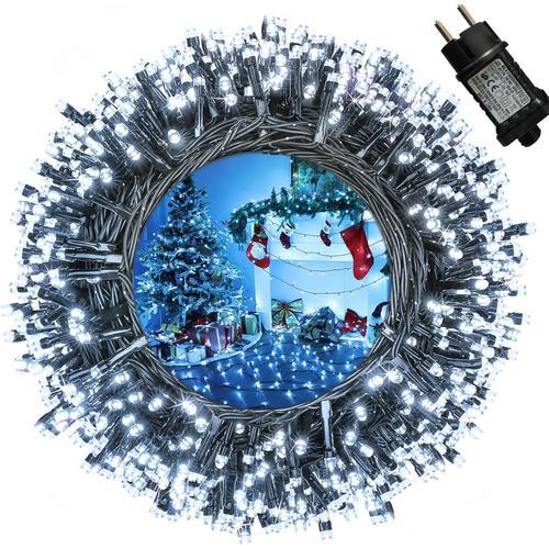 Guirlande Lumineuse Sapin Noel,20m 200 Led Blanc Guirlande Lumineuse Electrique,Guirlande Lumineuse Exterieur Pour Arbres De Noel,8 Modes,Minuterie Et Memoire,Decoration De Noel