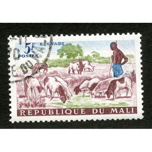 Timbre Oblitéré République Du Mali, Élevage, 5 F, Postes