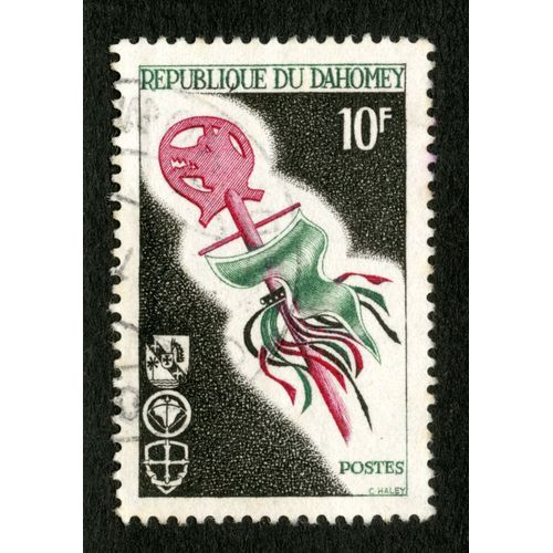 Timbre Oblitéré République Du Dahomay , 10 F, Postes
