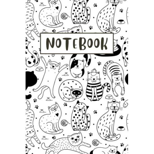 Cute Cat Kitten Pattern Wide Ruled Composition Notebook Note Pad For Girls, Teens, Kids, Soft Cover, Medium 6 X 9 Inches, 100 Pages.: For Note-Taking, Office, Home, School, Business And More!