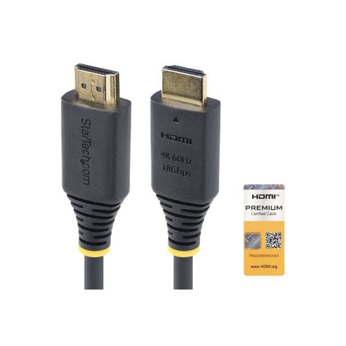 StarTech.com 1m (3.3ft) Premium Certified High Speed HDMI Cable, 4K60Hz - Premium High speed - câble HDMI avec Ethernet - HDMI mâle pour HDMI mâle - 1 m - noir - support pour 4K60Hz, passif