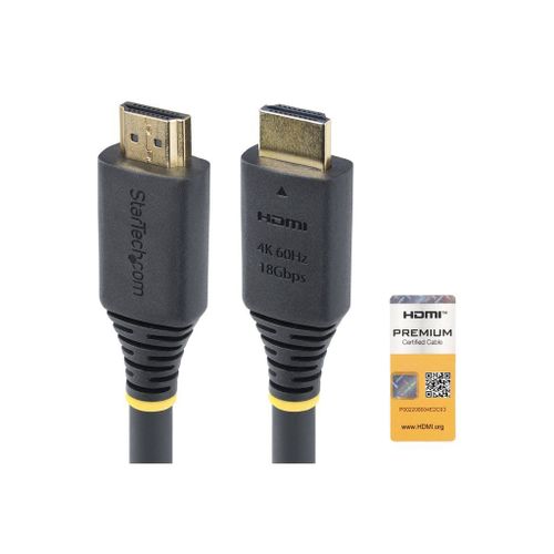 StarTech.com 1.5m (4.9ft) Premium Certified High Speed HDMI Cable, 4K60Hz - Premium High speed - câble HDMI avec Ethernet - HDMI mâle pour HDMI mâle - 1.5 m - noir - support pour 4K60Hz, passif