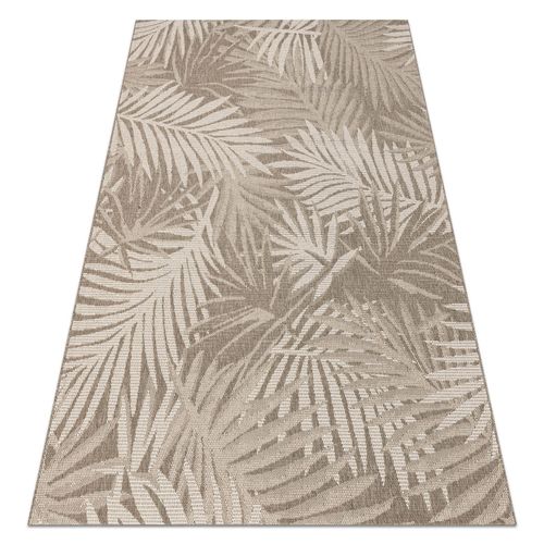 160x230 Cm Tapis En Corde Sizal Floorlux 20504 Feuilles Gris Foncé / Champagne Jungle