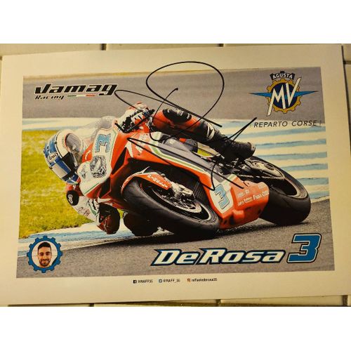 Poster Dédicacé Raffaele De Rosa Pilote Mv Agusta Format A4 Année 2019