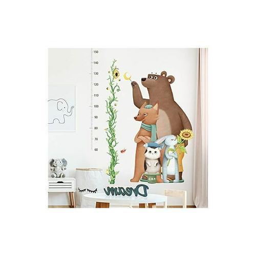 Stickers Muraux Enfants Toise Ours Lapin Chat Autocollant Mural