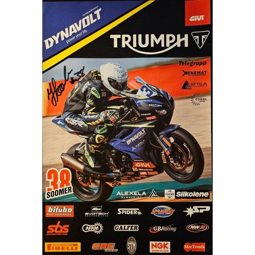 Poster Dédicacé Hannes Soomer Pilote Triumph Dynavolt Format A4 Année 2022